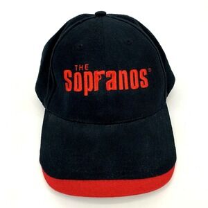 Vintage The Sopranos‎ HBO Strapback Dad Cap Hat Black Red Embroidered 90s